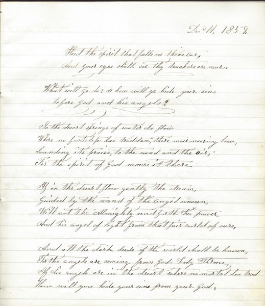 [Spiritualist] 19th Century Belfast, Maine, Woman Writes Poetry About Loved Spirits Around Her, Communion With The Blest