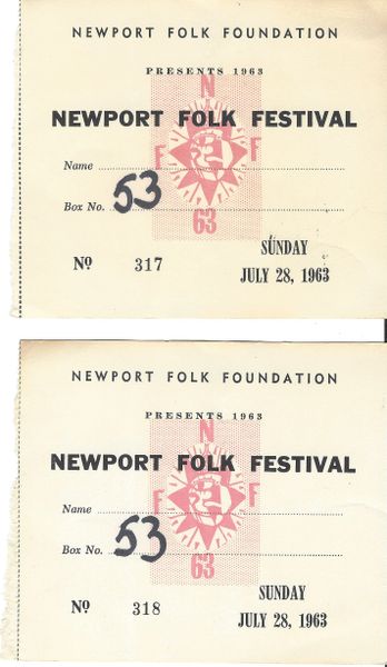 Bob Dylan's First Performance Weekend At 1963 Newport Folk Festival -- Rare Tickets To The Event