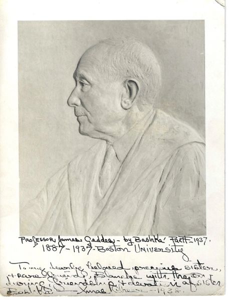 Bashka Paett Sends Inscribed Photograph Of Her Sculpture Of Professor Geddes To Her Sister