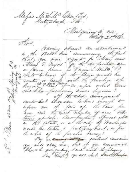 Attorney Writes To Gettysburg, PA, Land Agents Seeking To Buy Property In Virginia Mills