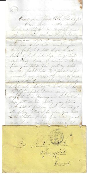 10th VT Infantry Private Writes Of Bullet Whistling Passed Him, Rebel Barbarities, Lieutenant Returned From POW Status