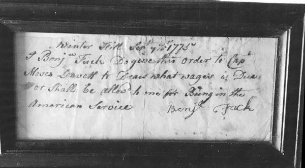 Rare Winter Hill Pay Order For American Service Wages Shortly After The Revolutionary War Began