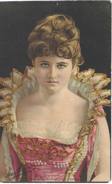 Atlantic And Pacific Tea Company Trade Card Adorned With Image Of Mary Anderson