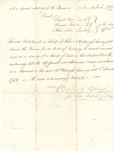 George Washington Breveted Daniel Brodhead Sends Order From Board Of Property For Surveying