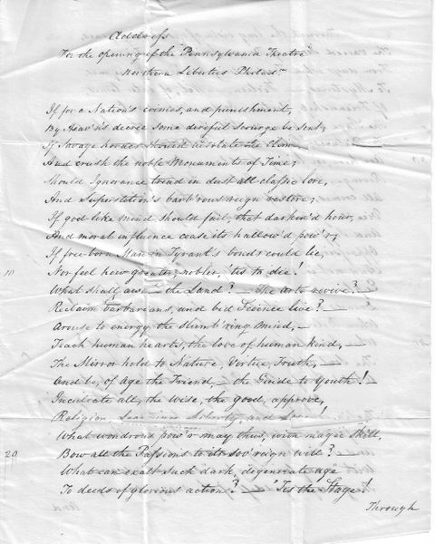 PA Smith Family Member Writes Dedication Poem For Philadelphia Theatre