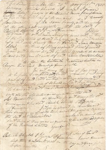 [William Henry Harrison] Indiana Territory Indenture Includes Signatures Of Battle Of Tippecanoe Soldiers, State Constitution Signer