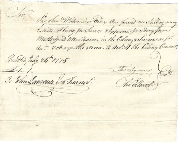 U.S. Constitution Framer, Continental Army Major Sign Express Rider Pay Order