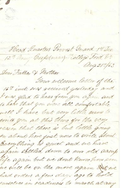 [Gettysburg Regiment] Civil War 5th CT Infantry Private Writes Of Deserters, Execution, Substitutes