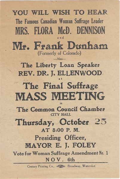 Broadside Promotes New York City's Final Suffrage Meeting In 1917