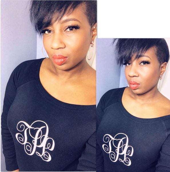 Bella Black Women's Sponge Fleece 7501 Wideneck Sweatshirt + Monogram Initials