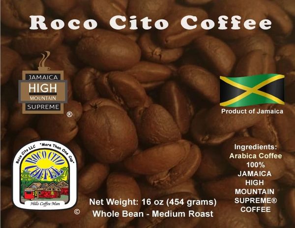 2 Pounds of Jamaica High Mountain Supreme Coffee - Whole Beans - Package in 16oz Bags