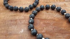 Lava Stone Aromatherapy Bracelete ~ Essential Oil Diffuser ~ Handknotted with Silk