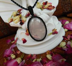 Rose Quartz Crystal Pendant | Handknotted Necklace Over Heart | Aphrodite Energy