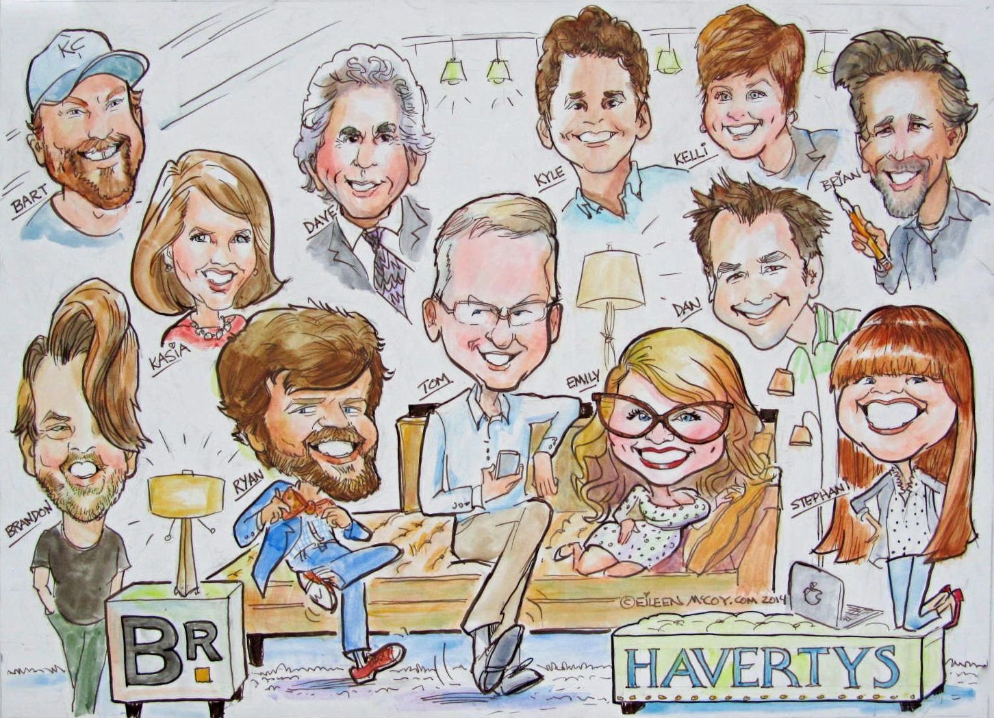 Custom gift anniversary caricatures for companies and businesses. 