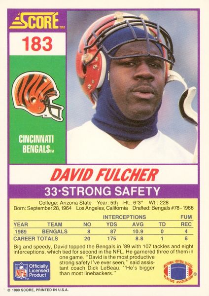 David Fulcher Football Cards