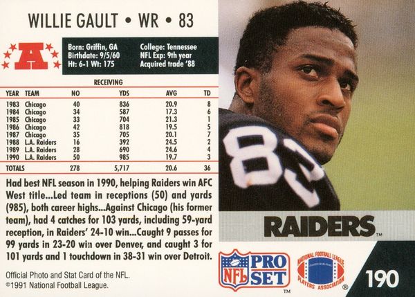 1991 Pro Set #190 Willie Gault