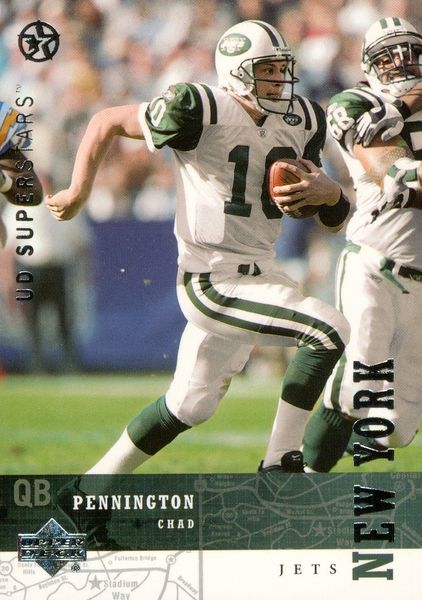 Chad Pennington player worn jersey patch football card (New York Jets) 2003  Fleer Showcase #FBCP