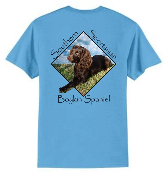 Boykin Spaniel Aquatic Blue Short Sleeve T Shirt
