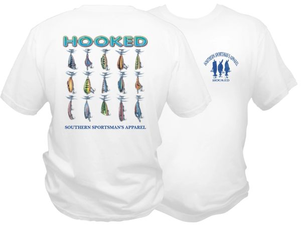 ' Hooked ' Dri Fit Fishing Shirt - White Short Sleeve