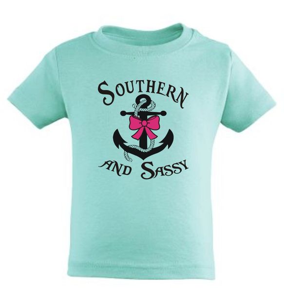 Southern And Sassy Anchor And Bow ( Youth, Toddler, and Infant ) 7 Different Colors