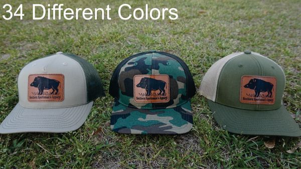 Leather Light Brown Patch Engraved Trucker Hat One Legging it Around got Waggoner? Leather Light Brown Patch Engraved Trucker Hat One Legging it Around got Waggoner?
