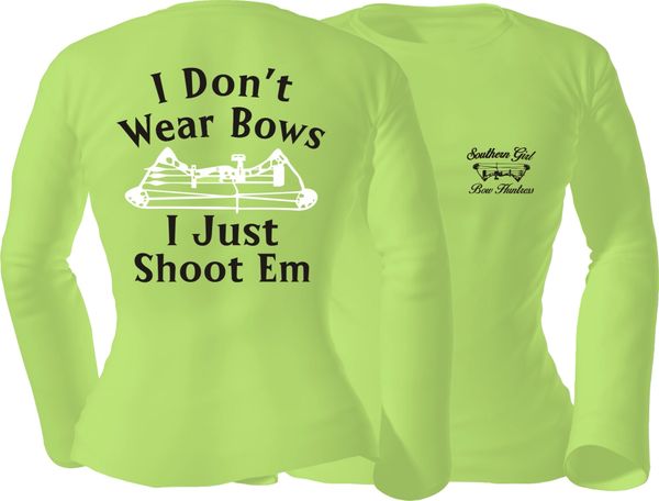 I Dont Wear Bows I Just Shoot Em Long Sleeve T-shirt, Pistachio with Black and White Print