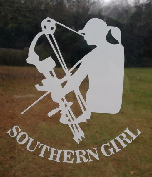 White & Mint Green Southern Girl Bow Huntress decal ( 5 x 4.5 )