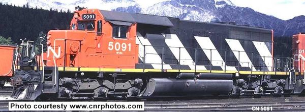 Bowser Ho Scale SD40 CN Stripes, W/ Snow Shields, 2 Class Lights, Ditchlights W/O Dynamic Brakes DCC & Sound *Pre-order*