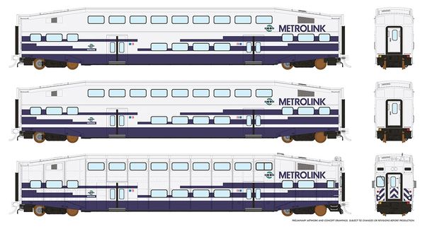 Rapido HO Scale Bi-Level Commuter Car Set W/Cab Car Metrolink