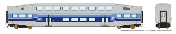 Rapido HO Scale Bi-Level Commuter Coach Single Car Un-numbered AMT