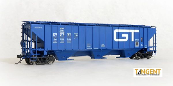 Tangent Scale Models Ho Scale Grand Trunk Western (GTW) “Original Blue 1972” PS4750 Covered Hopper