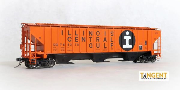 Tangent Scale Models Ho Scale ICG “Original Orange 1972 Thin” PS4750 Covered Hopper
