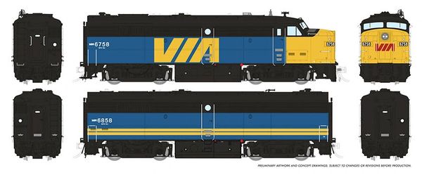 Rapido HO Scale MLW Via Rail FPA-2U / FPB-2U DCC & Sound *Reservation*