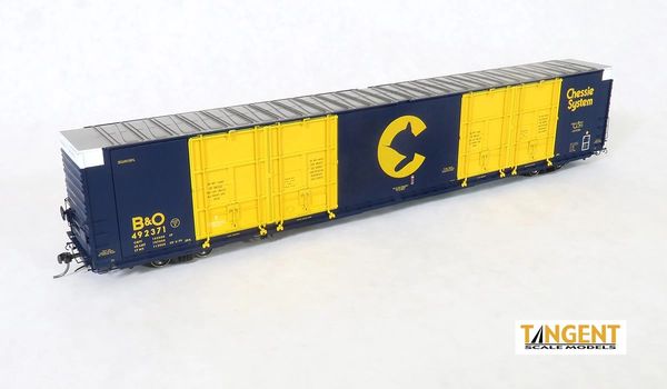 Tangent Scale Models Ho Scale Chessie B&O “Repaint 1979+” Greenville 86′ Quad Door Box Car