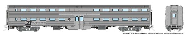 Rapido HO Scale "Gallery" Commuter Cars Burlington Northern Un-numbered Coach *Reservation*