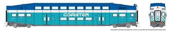 Rapido Ho Scale Bi Level Coaster Commuter Single Coach Car Un-numbered