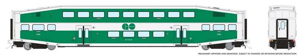 Rapido Ho Scale Bi Level Go Transit (Late Scheme) Commuter Single Coach Car Un-numbered