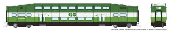 Rapido Ho Scale Bi Level Go Transit / Metrolinx Commuter Single Coach Car Un-numbered
