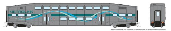 Rapido Ho Scale Bi Level Metrolink Commuter Single Coach Car Un-numbered