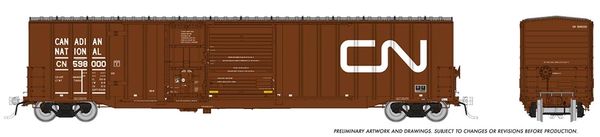 Rapido HO Scale Trenton Works 6348 cu.ft. Boxcar Canadian National (As Delivered) (Single Car) *Reservation*