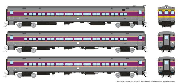 Rapido HO Scale Comet (3) Car Set MBTA (Delivery Scheme) *Reservation*