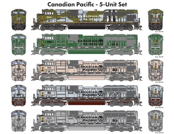 Athearn Genesis HO Scale SD70ACu Canadian Pacific CP Military Tribute 5 Locomotive Set DCC & Sound *Reservation*