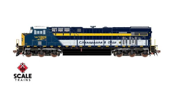 Scaletrains Rivet Counter Ho Scale ES44AH CSX Heritage (Chesapeake & Ohio) DCC & Sound #1869 *Reservation*