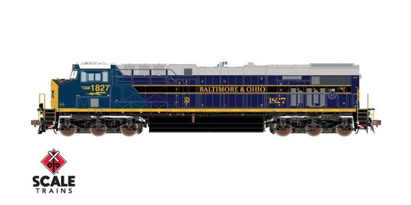 Scaletrains Rivet Counter Ho Scale ES44AH CSX Heritage (Baltimore & Ohio) DCC & Sound #1827 *Reservation*