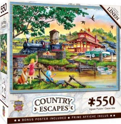 Master Pieces - Country Escapes: Apple Express Train Station by Lake 550 Piece Puzzle