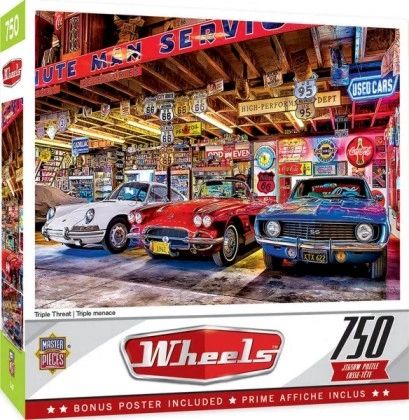 Master Pieces - Wheels: Triple Threat Classic Cars 750 Piece Puzzle