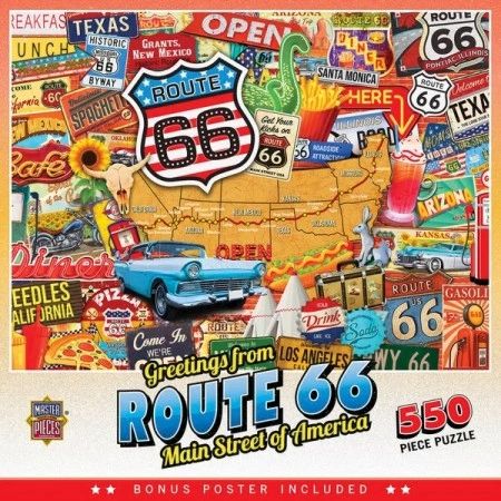 Master Pieces - Greetings From: Route 66 Main Street of America Collage 550 Piece Puzzle