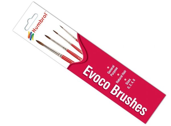 Humbrol Evoco Paint Brushes Sizes 0, 2, 4, 6