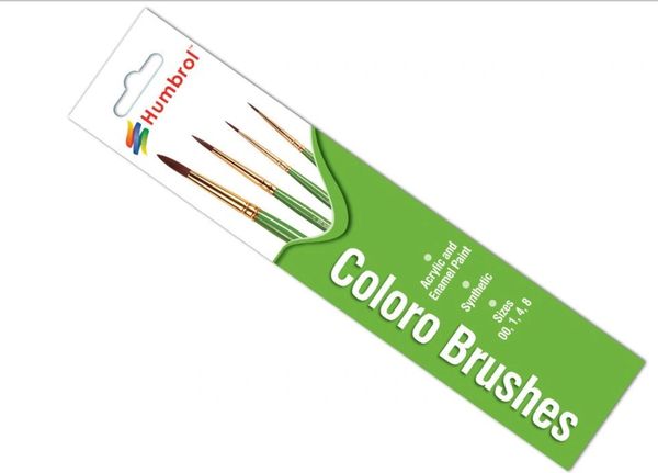 Humbrol Coloro Paint Brushes Sizes 00, 1, 4, 8