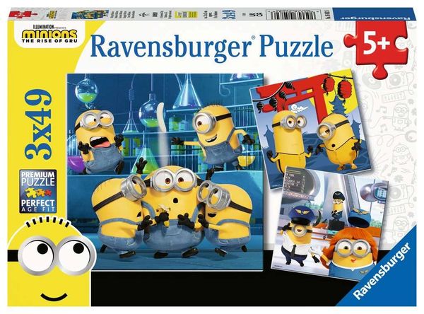 Ravensburger- Minions - The Rise of Gru (3) Pack of 49 Piece Puzzles